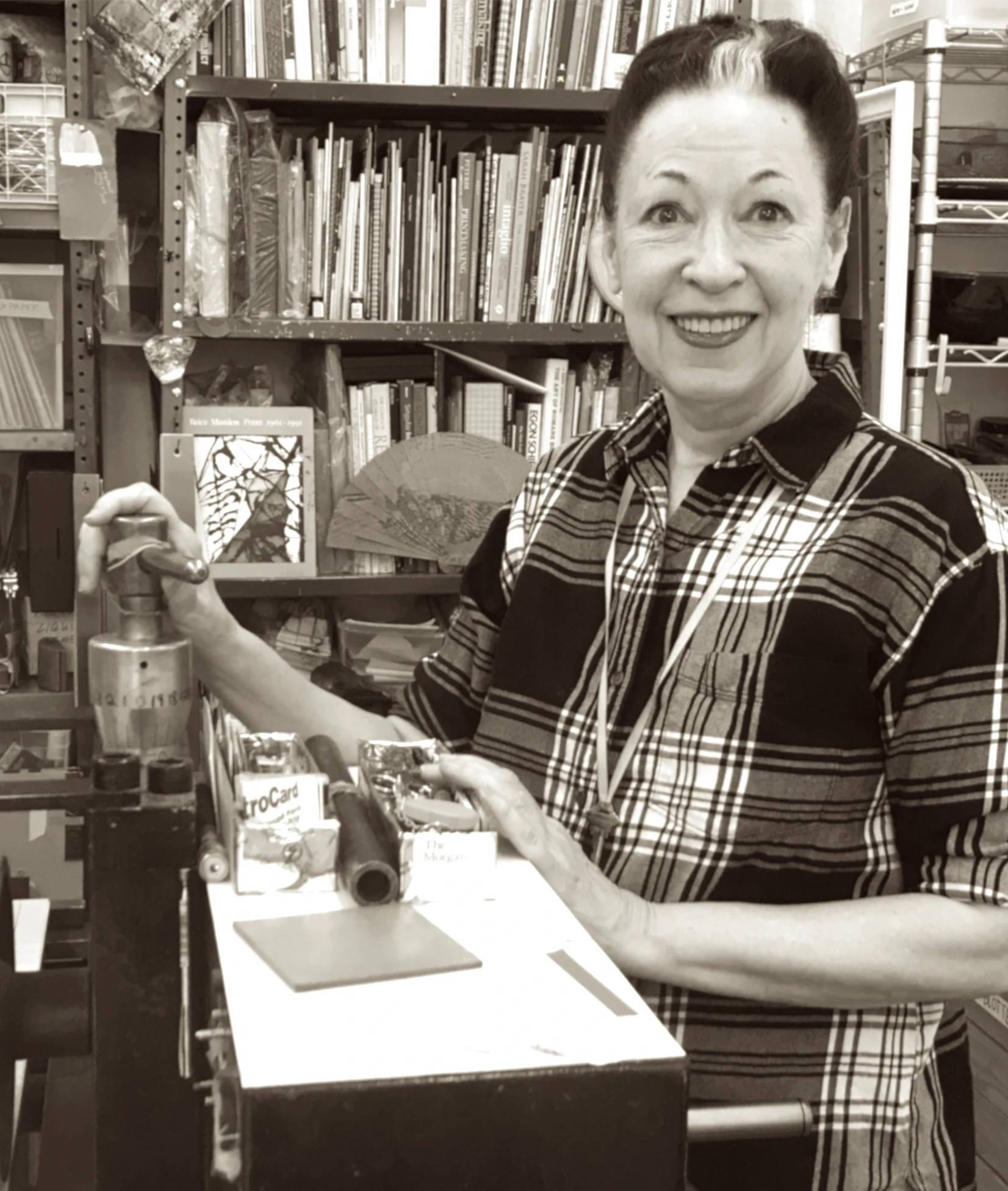 Photograph of artist and collector Kathy Carraccio.